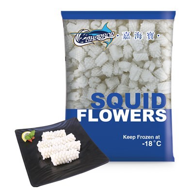 Fleurs de calmar congelées sculptées